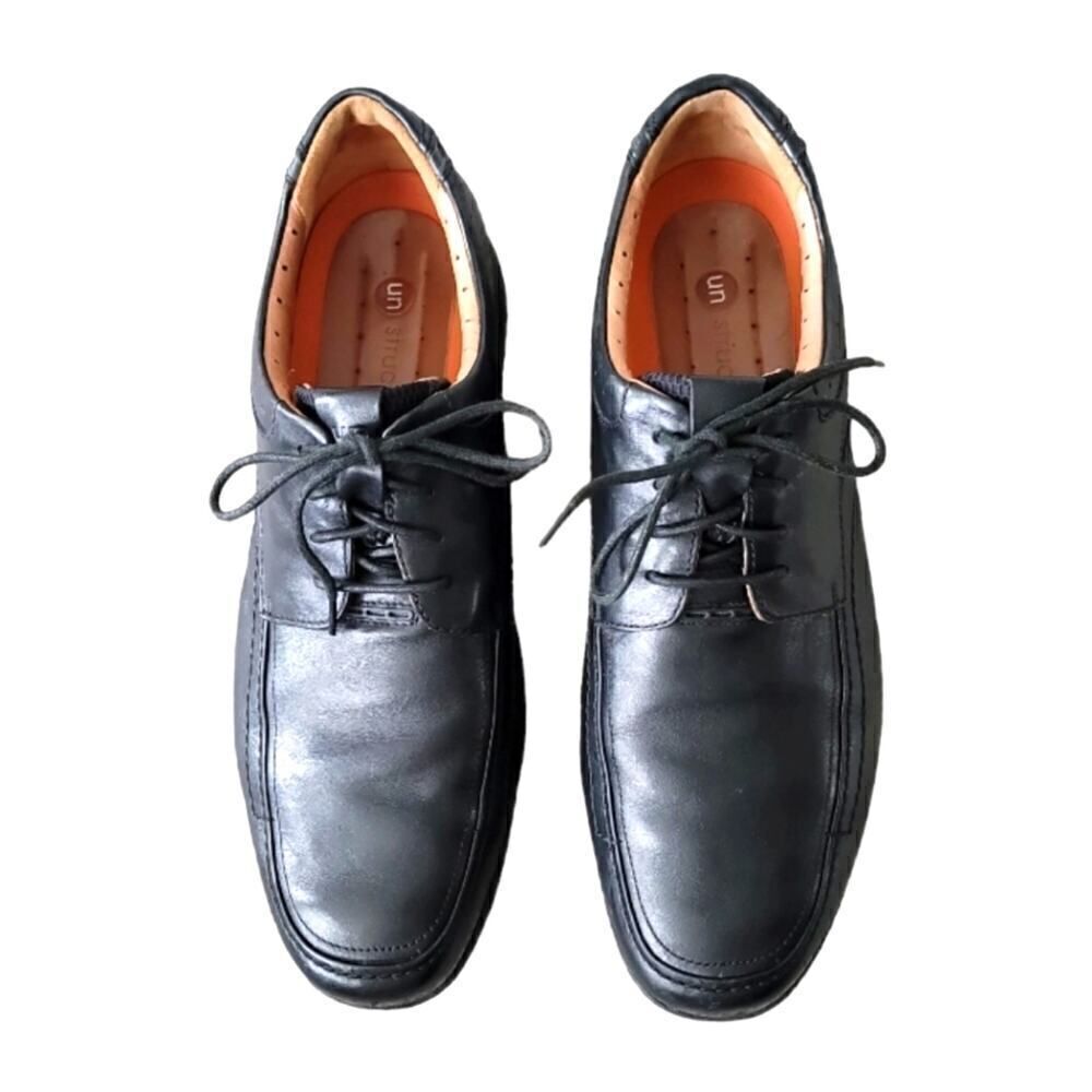 Clarks Unstructured Black Leather Oxford Derby Men's Shoes Size 13M